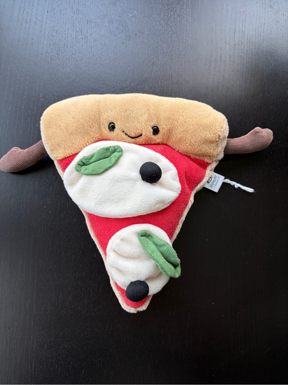 Jellycat Red & Brown Pizza Slice Plush with Green Olive Details
